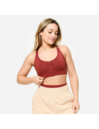 Brassière dos croisé maintien léger Femme, Terracotta
