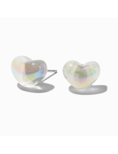 Clous d'oreilles cœur perle d'imitation