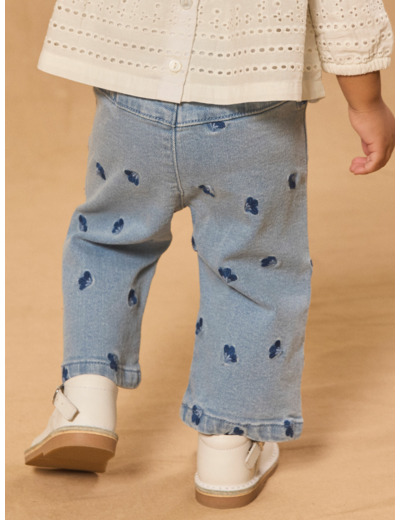 Pantalon brodé fleurs