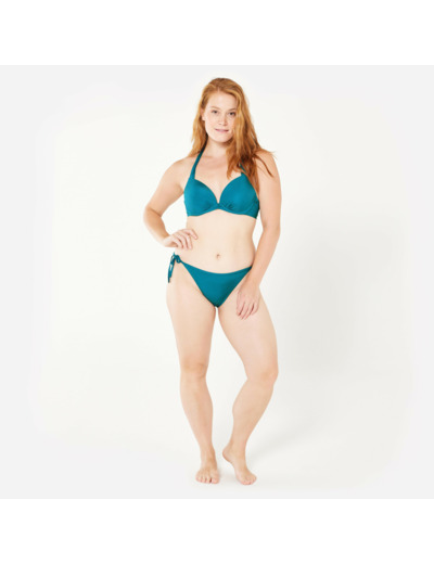 Haut de maillot push up texturé surf Femme - Elena folk petrol bleu