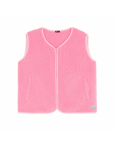 Veste sans manches en sherpa rose