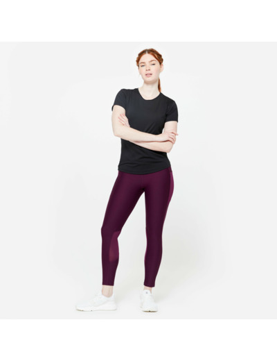 T-shirt manches courtes fitness cardio femme Noir