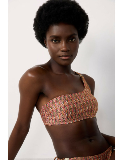 Brassière asymétrique haut de maillot à motif