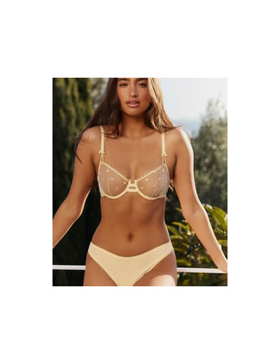 Soutien-gorge corbeille en mesh avec citrons brodés
