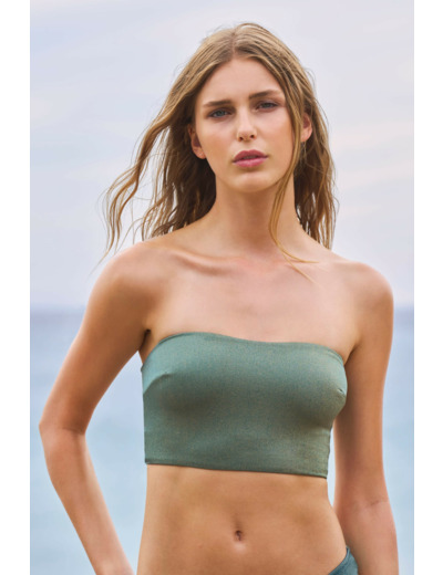 Bandeau haut de maillot à nouer irisé,Bandeau haut de maillot à nouer irisé;${refinementColor}