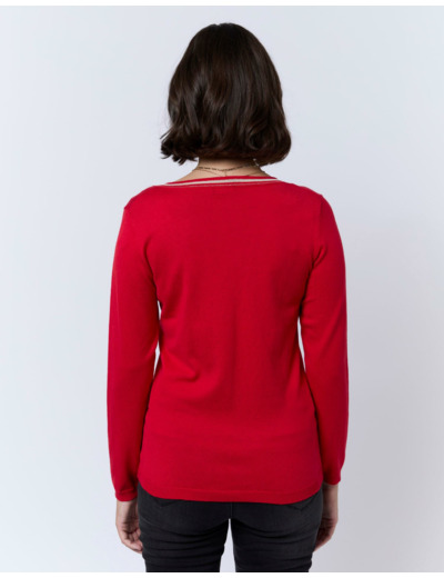 Pull fin uni ROUGE Femme