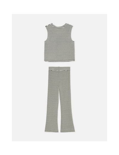 7–15 ans | Ensemble débardeur et legging à ourlet fendu rayés