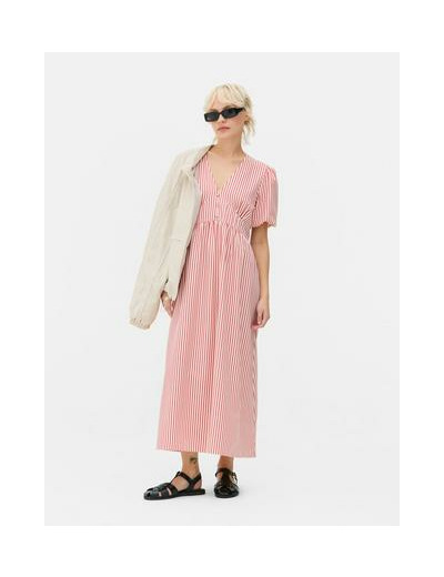 Robe mi-longue boutonnée texturée
