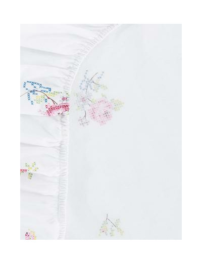 Drap-housse double à motif floral en point de croix