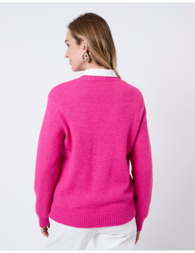 Pull épais uni FUCHSIA Femme