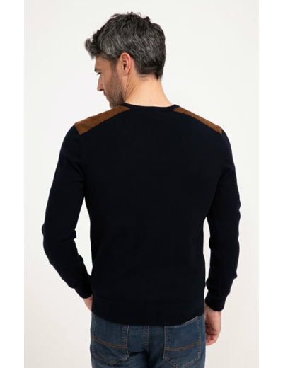 Pull col rond uni suede