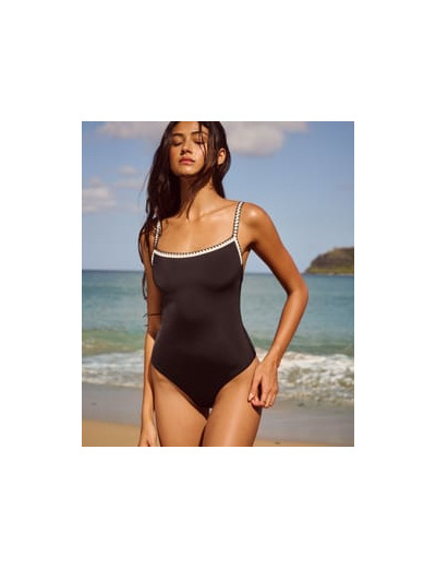 Maillot de bain une pièce avec bordures en crochet blanc