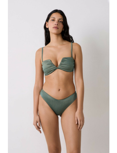 Bandeau coques fines bretelles amovibles haut de maillot irisé