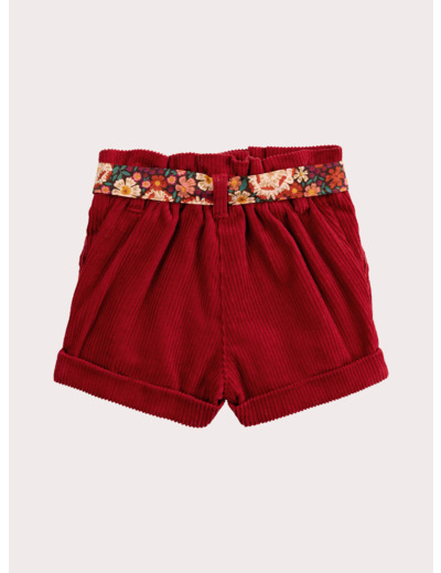Short en velours rouge pour bébé fille