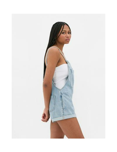 Combi-short en jean avec poche sur le devant