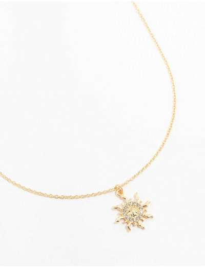 Gold Diamante Sun Necklace