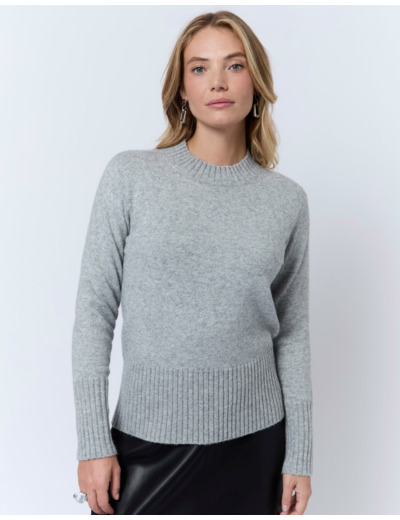Pull épais contenant de la laine uni GRIS Femme