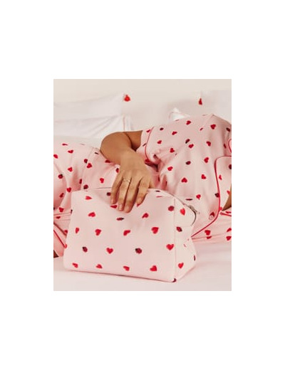 Trousse en jersey à motifs coeurs et coccinelles