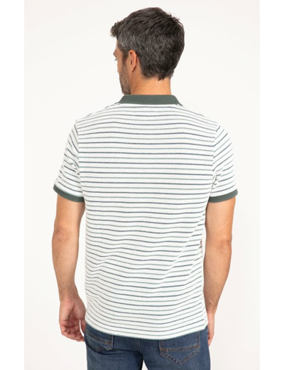 Pull col polo manches courtes Olive