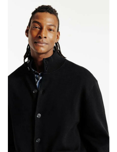 Gilet boutonné col montant - Noir