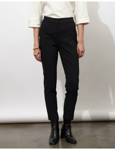 Pantalon 7/8 cigarette à pois NOIR Femme