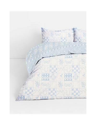 Parure de lit king size réversible à motif faïence