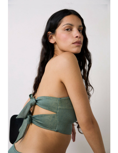 Bandeau haut de maillot à nouer irisé