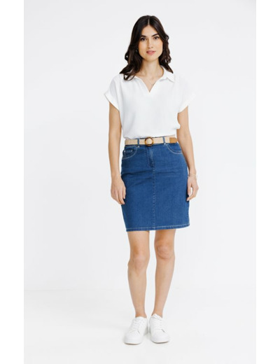 Jupe en denim genoux et ceinture