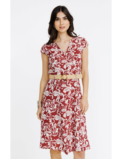 Robe chemise avec ceinture rafia