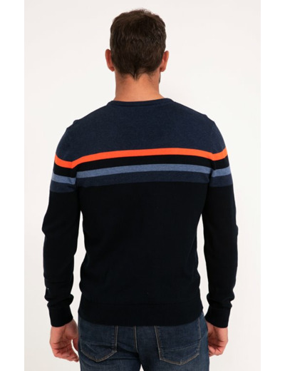 Pull col rond rayé Sunset