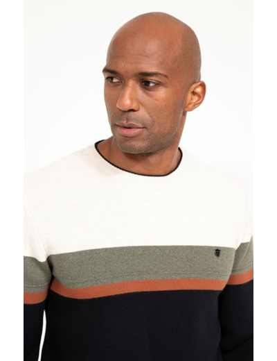 Pull col rond rayé Nil