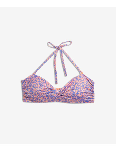 Bandeau armaturé haut de maillot imprimé léopard