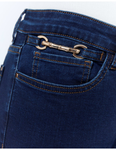 Jean 7/8 en denim MARINE Femme