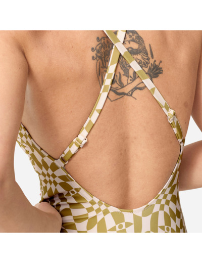 Maillot de bain 1 pièce natation Femme - Lila PSYCHODAM vert olive