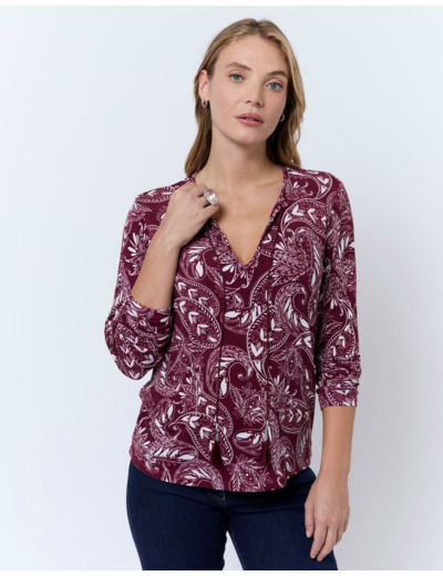 Top manches longues imprimé ROUGE Femme