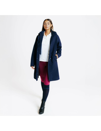 Veste équitation longue imperméable - marine