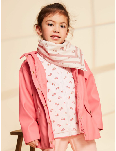 Foulard rose pâle en voile de coton à fleurs