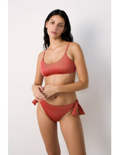 Bikini brésilien à nouer bas de maillot pailleté