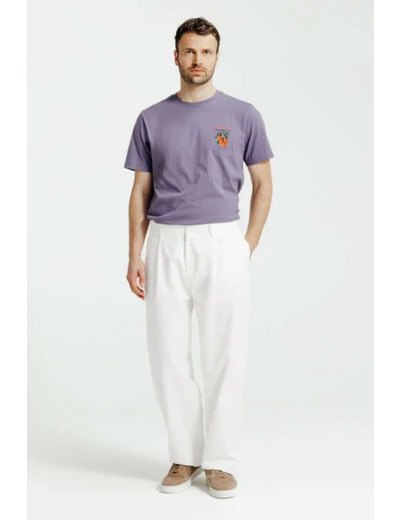Pantalon skateur à plis coton lin - Ecru