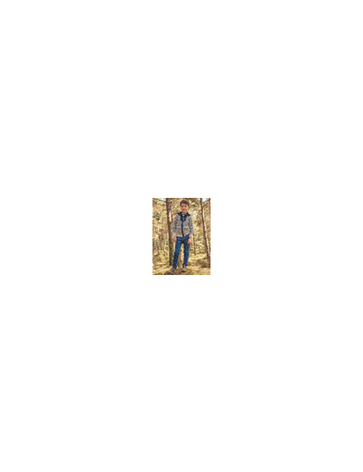 Gilet zippé écru pour garçon, avec col et motif jacquard