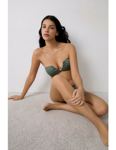 Bandeau coques fines bretelles amovibles haut de maillot irisé