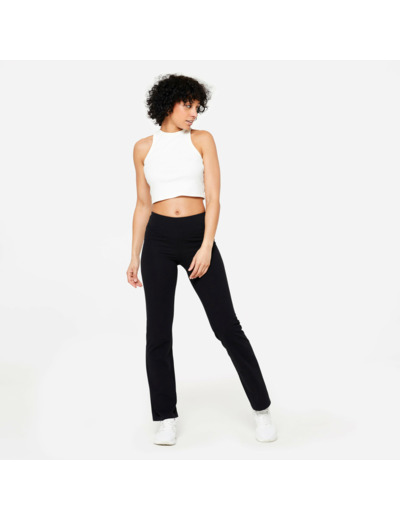 Legging de fitness évasé en coton femme , noir ultra