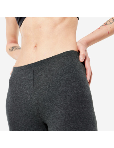 Legging fitness long coton extensible ceinture basse femme - Salto gris foncé ch