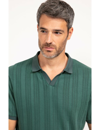 Pull col polo manches courtes Ajoure