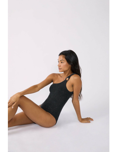 Maillot de bain 1 pièce asymétrique en matière extensible