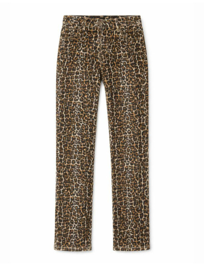 Pantalon 7/8 droit imprimé léopard BEIGE Femme