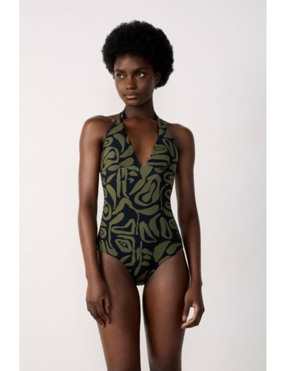 Maillot de bain 1 pièce gainant à motif