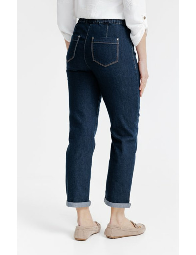 Pantalon jogging denim avec revers