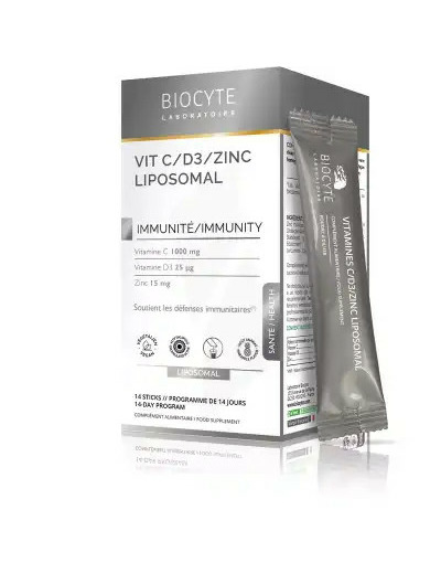 Biocyte Vitamine C-d3-zinc Liposomal Poudre à Diluer 14 Sticks