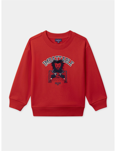 Sweat-shirt rouge à broderie lion Garçon